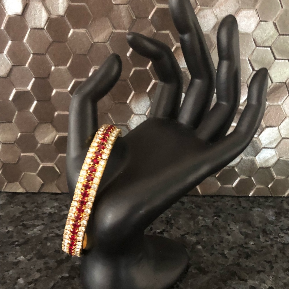 Faux Diamond And Ruby Bangle Bracelet - image 2